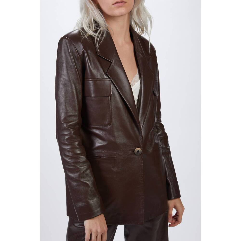 NEW ZEYNEP ARCAY suit leather jacket in plum - Picture 6 of 9